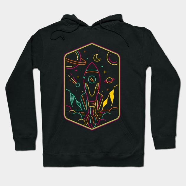 Rocket space monoline Hoodie by Mako Design 